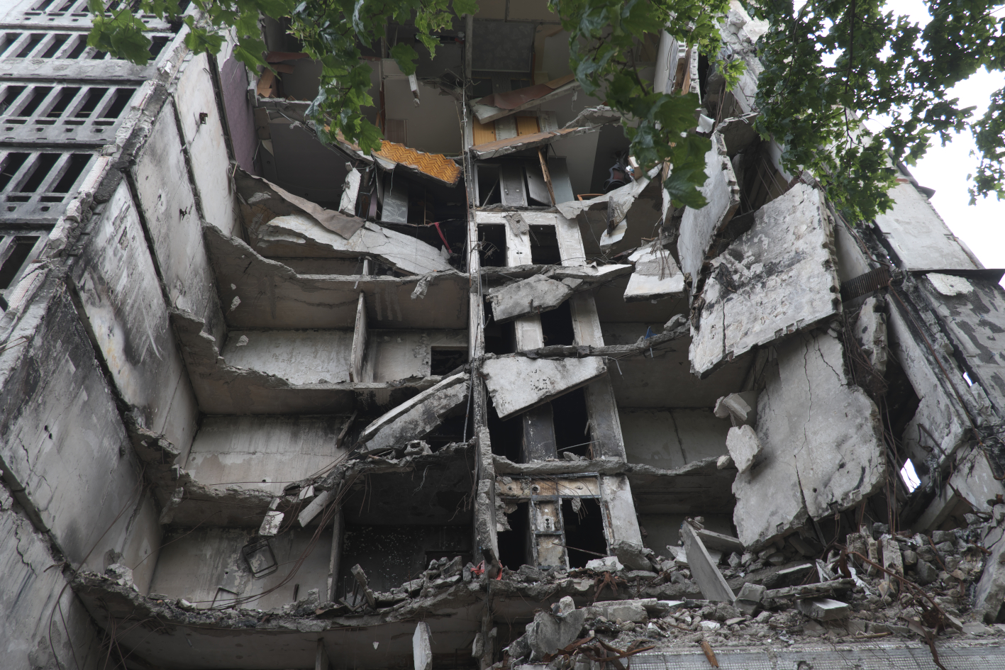 Bombarded apartment buildings, Saltivka